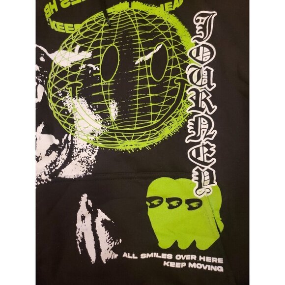 Fashion Nova Hoodie Women's Size Small Black Green All Smiles Over Here NWOT - Picture 3 of 10